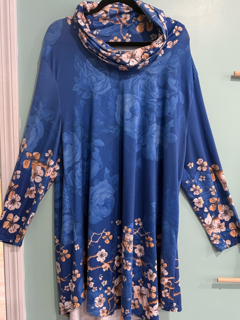 Lily Cowl Neck Blue Floral Tunic/Dress